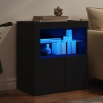 vidaXL Servantă cu lumini LED, negru, 60,5x37x67 cm vidaXL Servantă cu lumini LED, negru, 60,5x37x67 cm