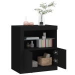 vidaXL Servantă cu lumini LED, negru, 60,5x37x67 cm vidaXL Servantă cu lumini LED, negru, 60,5x37x67 cm