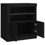 vidaXL Servantă cu lumini LED, negru, 60,5x37x67 cm vidaXL Servantă cu lumini LED, negru, 60,5x37x67 cm