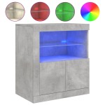 vidaXL Servantă cu lumini LED, gri beton, 60,5x37x67 cm vidaXL Servantă cu lumini LED, gri beton, 60,5x37x67 cm