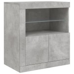 vidaXL Servantă cu lumini LED, gri beton, 60,5x37x67 cm vidaXL Servantă cu lumini LED, gri beton, 60,5x37x67 cm