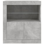 vidaXL Servantă cu lumini LED, gri beton, 60,5x37x67 cm vidaXL Servantă cu lumini LED, gri beton, 60,5x37x67 cm