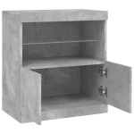 vidaXL Servantă cu lumini LED, gri beton, 60,5x37x67 cm vidaXL Servantă cu lumini LED, gri beton, 60,5x37x67 cm