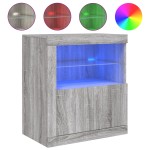 vidaXL Servantă cu lumini LED, gri sonoma, 60,5x37x67 cm vidaXL Servantă cu lumini LED, gri sonoma, 60,5x37x67 cm