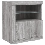 vidaXL Servantă cu lumini LED, gri sonoma, 60,5x37x67 cm vidaXL Servantă cu lumini LED, gri sonoma, 60,5x37x67 cm
