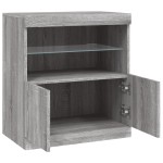 vidaXL Servantă cu lumini LED, gri sonoma, 60,5x37x67 cm vidaXL Servantă cu lumini LED, gri sonoma, 60,5x37x67 cm