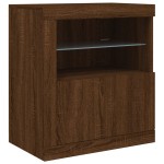 vidaXL Servantă cu lumini LED, stejar maro, 60,5x37x67 cm