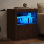 vidaXL Servantă cu lumini LED, stejar maro, 60,5x37x67 cm
