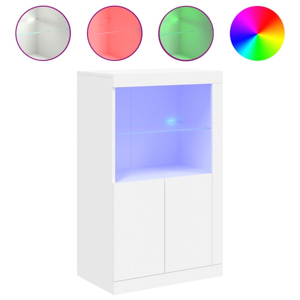 vidaXL Dulap lateral cu lumini LED, alb, lemn prelucrat