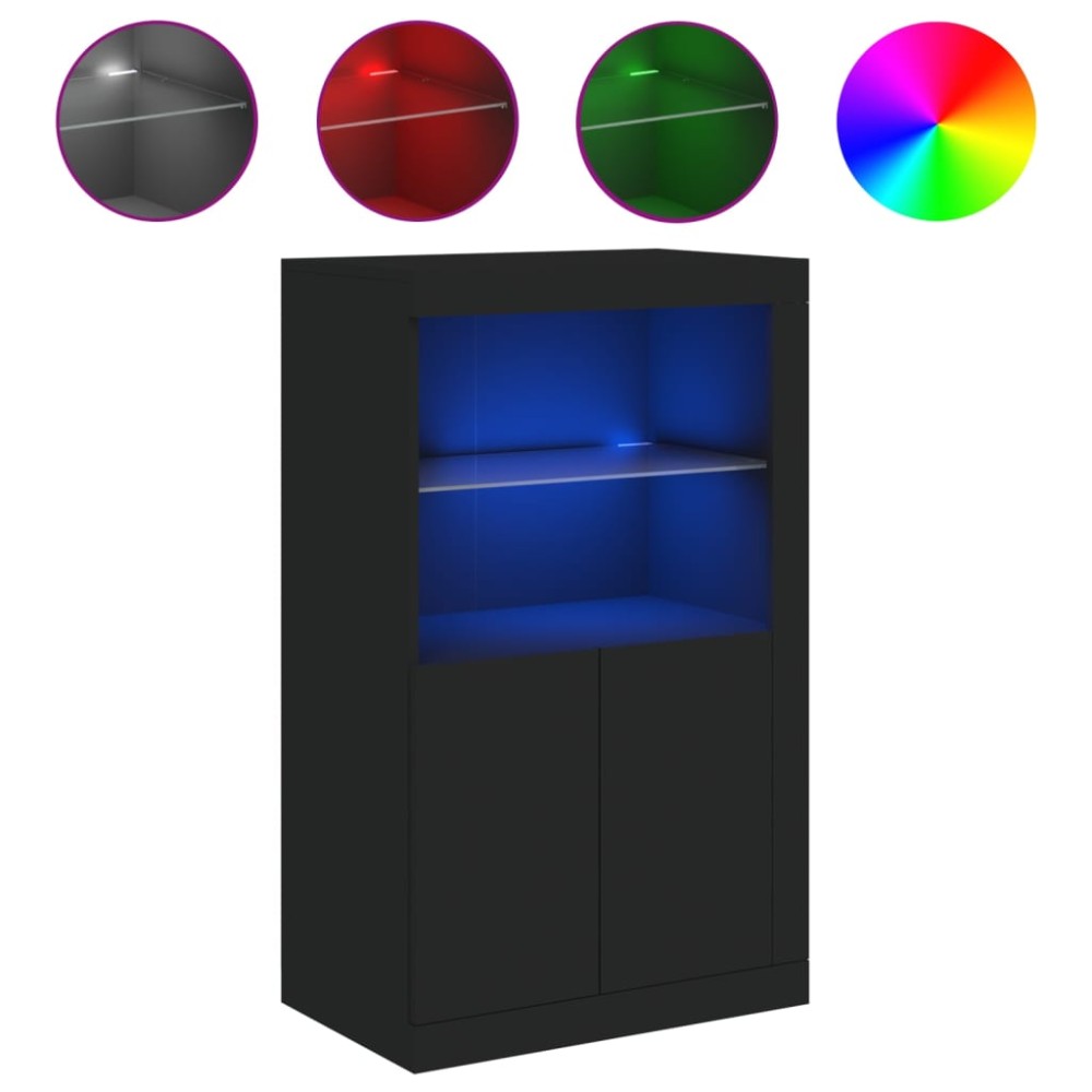 vidaXL Dulap lateral cu lumini LED, negru, lemn prelucrat
