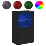 vidaXL Dulap lateral cu lumini LED, negru, lemn prelucrat vidaXL Dulap lateral cu lumini LED, negru, lemn prelucrat