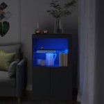 vidaXL Dulap lateral cu lumini LED, negru, lemn prelucrat vidaXL Dulap lateral cu lumini LED, negru, lemn prelucrat