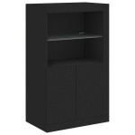 vidaXL Dulap lateral cu lumini LED, negru, lemn prelucrat vidaXL Dulap lateral cu lumini LED, negru, lemn prelucrat