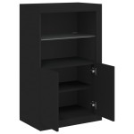 vidaXL Dulap lateral cu lumini LED, negru, lemn prelucrat vidaXL Dulap lateral cu lumini LED, negru, lemn prelucrat