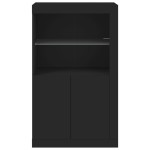vidaXL Dulap lateral cu lumini LED, negru, lemn prelucrat vidaXL Dulap lateral cu lumini LED, negru, lemn prelucrat