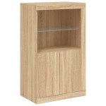 vidaXL Dulap lateral cu lumini LED, stejar sonoma, lemn prelucrat vidaXL Dulap lateral cu lumini LED, stejar sonoma, lemn prelucrat