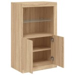 vidaXL Dulap lateral cu lumini LED, stejar sonoma, lemn prelucrat vidaXL Dulap lateral cu lumini LED, stejar sonoma, lemn prelucrat