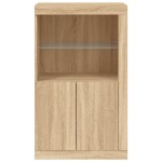 vidaXL Dulap lateral cu lumini LED, stejar sonoma, lemn prelucrat vidaXL Dulap lateral cu lumini LED, stejar sonoma, lemn prelucrat