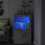 vidaXL Dulap lateral cu lumini LED, gri beton, lemn prelucrat vidaXL Dulap lateral cu lumini LED, gri beton, lemn prelucrat