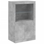 vidaXL Dulap lateral cu lumini LED, gri beton, lemn prelucrat vidaXL Dulap lateral cu lumini LED, gri beton, lemn prelucrat