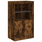 vidaXL Dulap lateral cu lumini LED, stejar fumuriu, lemn prelucrat