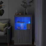 vidaXL Dulap lateral cu lumini LED, gri sonoma, lemn prelucrat vidaXL Dulap lateral cu lumini LED, gri sonoma, lemn prelucrat