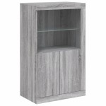 vidaXL Dulap lateral cu lumini LED, gri sonoma, lemn prelucrat vidaXL Dulap lateral cu lumini LED, gri sonoma, lemn prelucrat