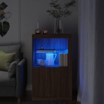 vidaXL Dulap lateral cu lumini LED, stejar maro, lemn prelucrat vidaXL Dulap lateral cu lumini LED, stejar maro, lemn prelucrat