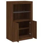 vidaXL Dulap lateral cu lumini LED, stejar maro, lemn prelucrat vidaXL Dulap lateral cu lumini LED, stejar maro, lemn prelucrat