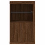 vidaXL Dulap lateral cu lumini LED, stejar maro, lemn prelucrat vidaXL Dulap lateral cu lumini LED, stejar maro, lemn prelucrat