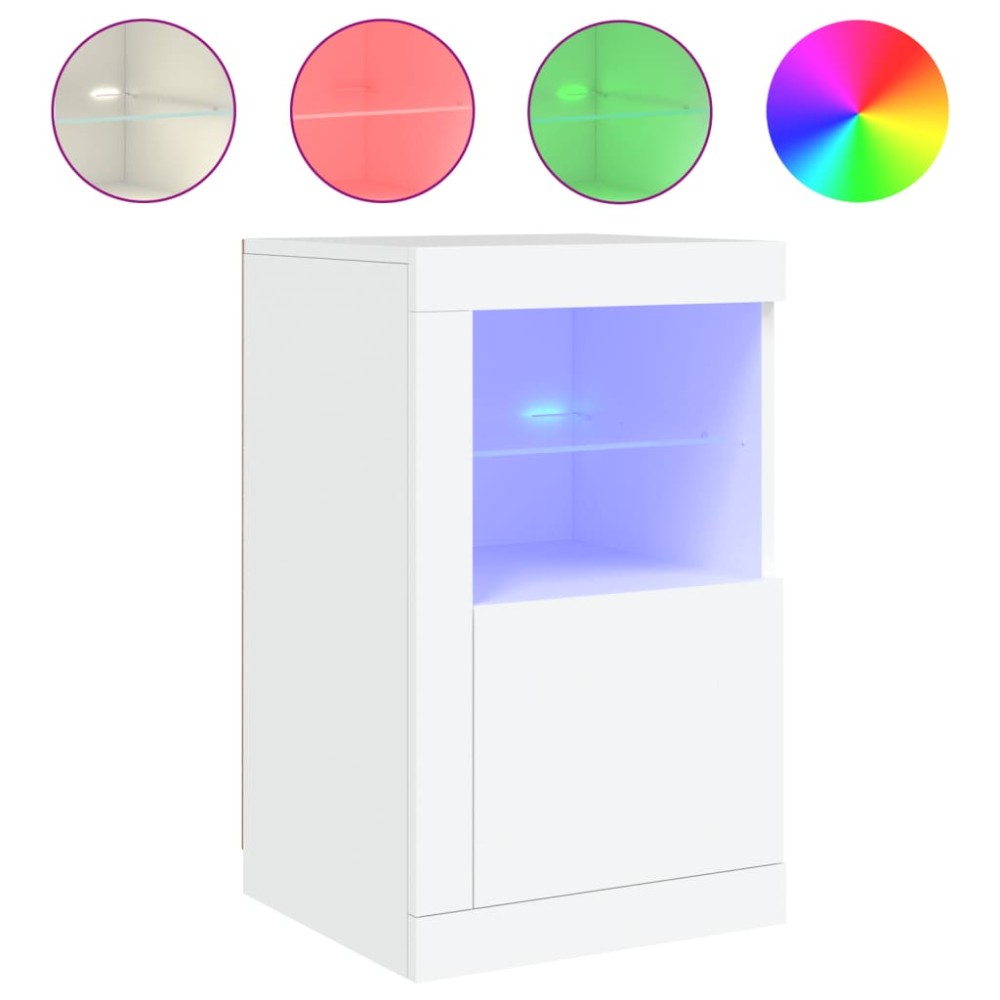 vidaXL Dulap lateral cu lumini LED, alb, lemn prelucrat