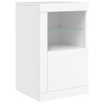 vidaXL Dulap lateral cu lumini LED, alb, lemn prelucrat vidaXL Dulap lateral cu lumini LED, alb, lemn prelucrat