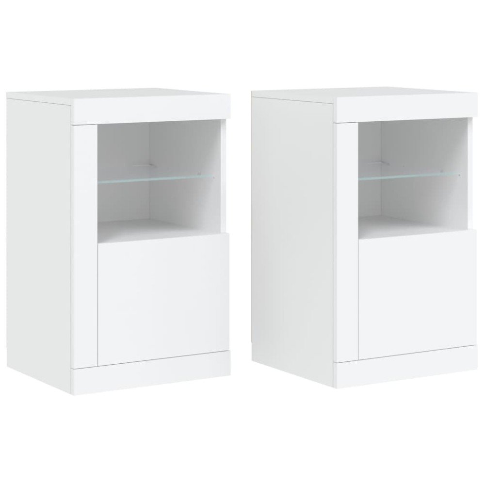 vidaXL Dulapuri laterale cu lumini LED 2 buc. alb lemn prelucrat