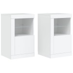 vidaXL Dulapuri laterale cu lumini LED 2 buc. alb lemn prelucrat
