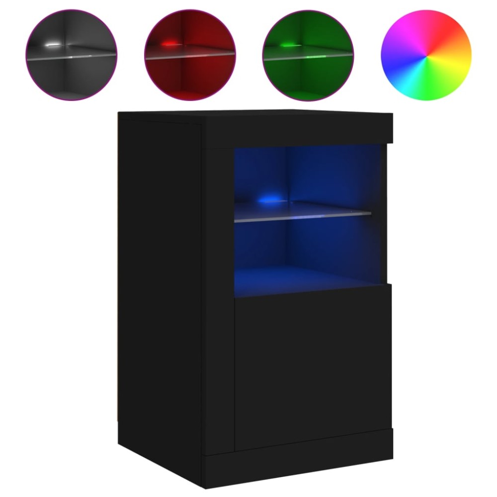 vidaXL Dulap lateral cu lumini LED, negru, lemn prelucrat