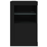 vidaXL Dulap lateral cu lumini LED, negru, lemn prelucrat