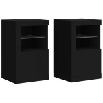 vidaXL Dulapuri laterale cu lumini LED 2 buc. negru lemn prelucrat vidaXL Dulapuri laterale cu lumini LED 2 buc. negru lemn prelucrat