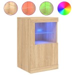 vidaXL Dulap lateral cu lumini LED, stejar sonoma, lemn prelucrat vidaXL Dulap lateral cu lumini LED, stejar sonoma, lemn prelucrat