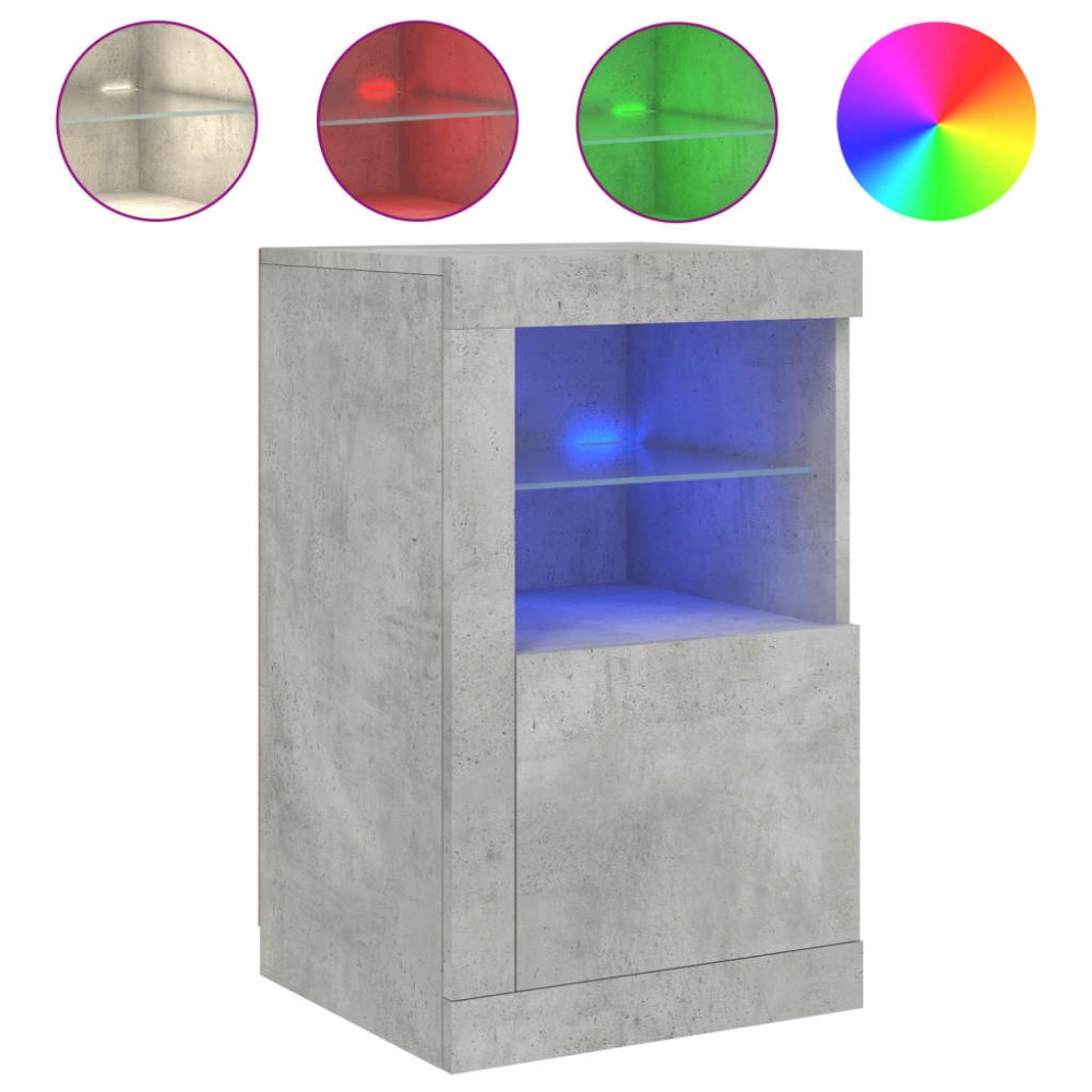 vidaXL Dulap lateral cu lumini LED, gri beton, lemn prelucrat