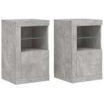 vidaXL Dulapuri laterale cu lumini LED 2 buc. gri beton lemn prelucrat vidaXL Dulapuri laterale cu lumini LED 2 buc. gri beton lemn prelucrat