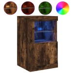 vidaXL Dulap lateral cu lumini LED, stejar fumuriu, lemn prelucrat vidaXL Dulap lateral cu lumini LED, stejar fumuriu, lemn prelucrat
