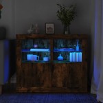 vidaXL Dulapuri laterale cu lumini LED 2 buc. stejar fumuriu vidaXL Dulapuri laterale cu lumini LED 2 buc. stejar fumuriu