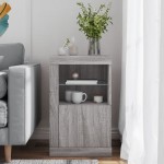 vidaXL Dulap lateral cu lumini LED, gri sonoma, lemn prelucrat vidaXL Dulap lateral cu lumini LED, gri sonoma, lemn prelucrat