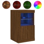 vidaXL Dulap lateral cu lumini LED, stejar maro, lemn prelucrat vidaXL Dulap lateral cu lumini LED, stejar maro, lemn prelucrat