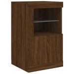 vidaXL Dulap lateral cu lumini LED, stejar maro, lemn prelucrat vidaXL Dulap lateral cu lumini LED, stejar maro, lemn prelucrat