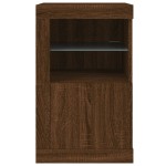 vidaXL Dulap lateral cu lumini LED, stejar maro, lemn prelucrat vidaXL Dulap lateral cu lumini LED, stejar maro, lemn prelucrat