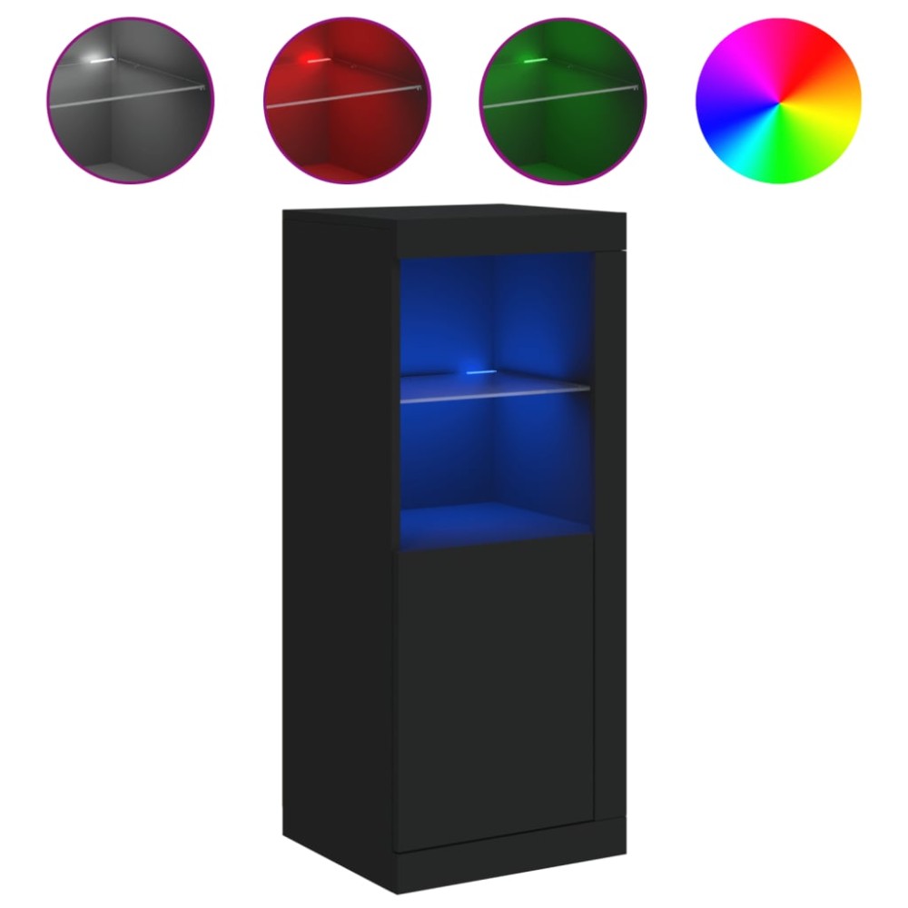 vidaXL Servantă cu lumini LED, negru, 41x37x100 cm