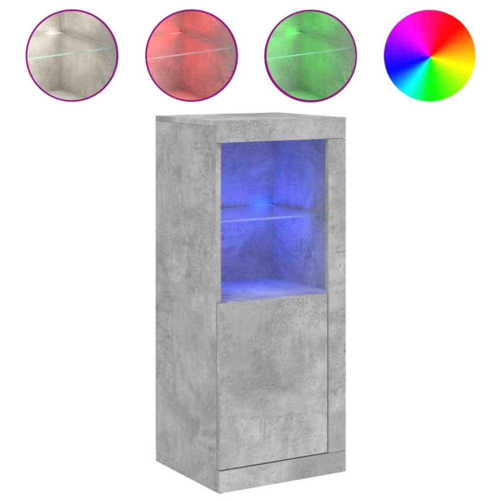 vidaXL Servantă cu lumini LED, gri beton, 41x37x100 cm