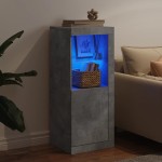 vidaXL Servantă cu lumini LED, gri beton, 41x37x100 cm vidaXL Servantă cu lumini LED, gri beton, 41x37x100 cm