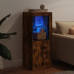 vidaXL Servantă cu lumini LED, stejar fumuriu, 41x37x100 cm vidaXL Servantă cu lumini LED, stejar fumuriu, 41x37x100 cm